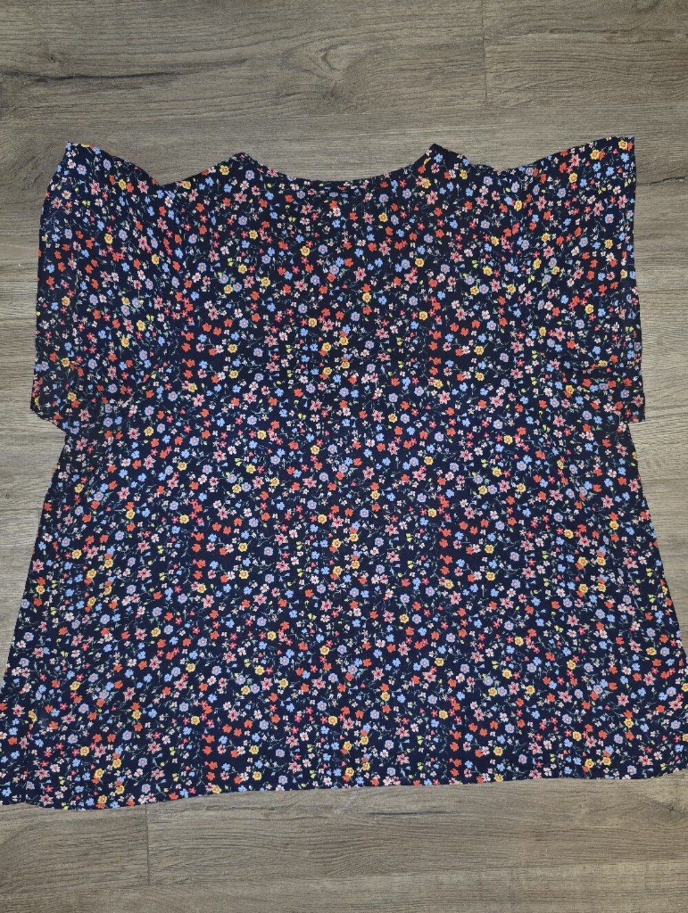 Gap Floral Navy Babydoll Tunic Top XL Cottagecore - Picture 2 of 4